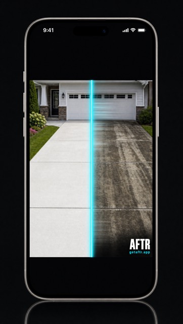 AFTR revealing a pressure-washed driveway