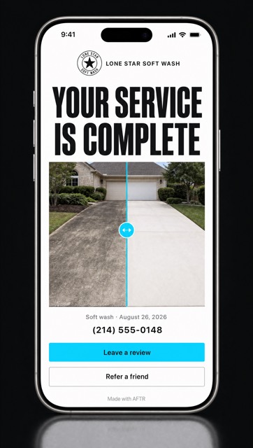 A customer-facing result page reading Your service is complete