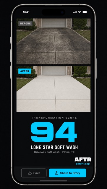 AFTR story card showing a Transformation Score of 94